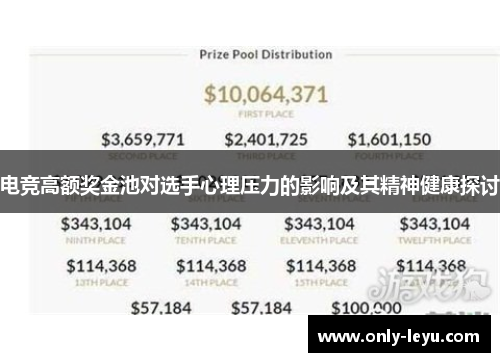电竞高额奖金池对选手心理压力的影响及其精神健康探讨