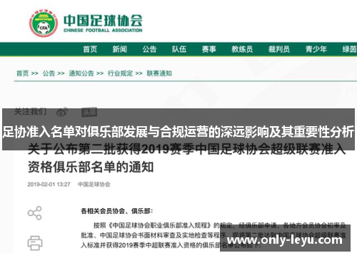 足协准入名单对俱乐部发展与合规运营的深远影响及其重要性分析